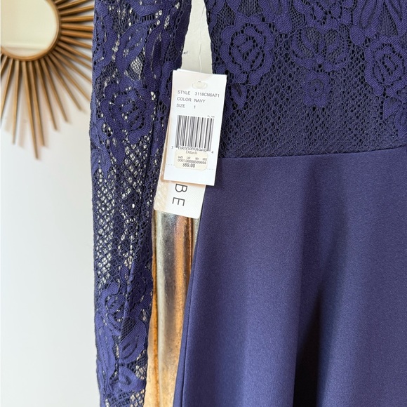 City Vibe - Navy Lace Long Sleeve Dress - Picture 5 of 5